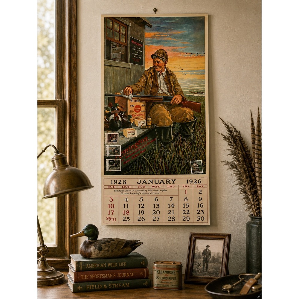Vtg Remington Calendar 1993 Reproduction 1926 Hunting Stamps Art